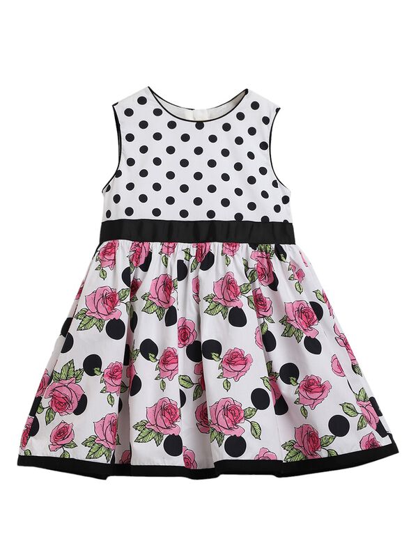 Girls White & Pink Sleeveless Woven Dress image number 0